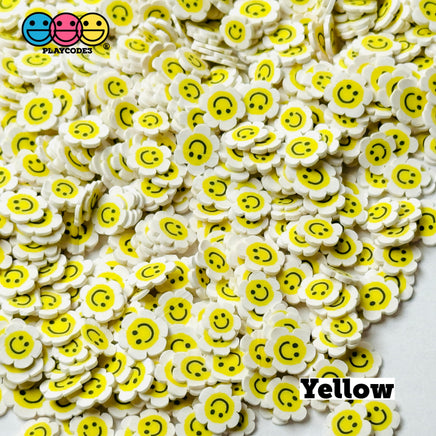 Smiling Flower Happy Face Smile Yellow Pink Fimo Slices Fake Clay Sprinkles Decoden Jimmies Sprinkle