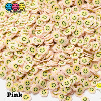 Smiling Flower Happy Face Smile Yellow Pink Fimo Slices Fake Clay Sprinkles Decoden Jimmies Sprinkle