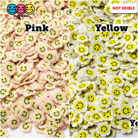 Smiling Flower Happy Face Smile Yellow Pink Fimo Slices Fake Clay Sprinkles Decoden Jimmies Sprinkle