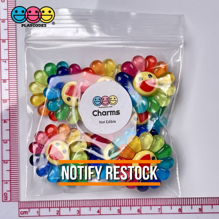 Smiling Flower Rainbow Colors Flowers Cute Flatback Charm Cabochons 10 Pcs Fake Food