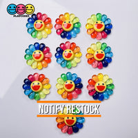 Smiling Flower Rainbow Colors Flowers Cute Flatback Charm Cabochons 10 Pcs Fake Food