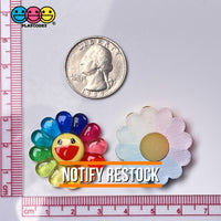 Smiling Flower Rainbow Colors Flowers Cute Flatback Charm Cabochons 10 Pcs Fake Food