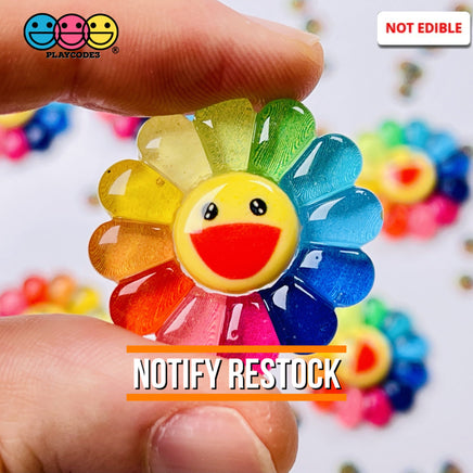 Smiling Flower Rainbow Colors Flowers Cute Flatback Charm Cabochons 10 Pcs Fake Food