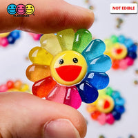 Smiling Flower Rainbow Colors Flowers Cute Flatback Charm Cabochons 10 Pcs Fake Food
