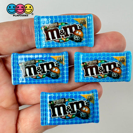 Snack Bag Of Chocolate Candy Fake Food Flatback Charm Cabochons 10 Pcs Blue