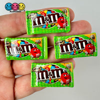 Snack Bag Of Chocolate Candy Fake Food Flatback Charm Cabochons 10 Pcs Green
