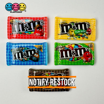 Snack Bag Of Chocolate Candy Fake Food Flatback Charm Cabochons 10 Pcs Mix