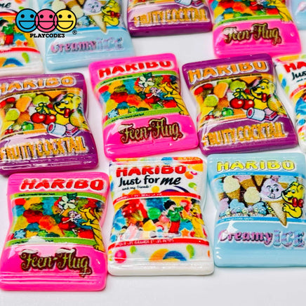 Snack Mini Bag Haribo Candy Fake Food Flatback Charm Cabochons 12 Pcs