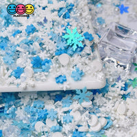 Snow Blizzard Snowflake Fimo Glitter Beads Mix Faux Sprinkles Christmas Funfetti 20 Grams Sprinkle