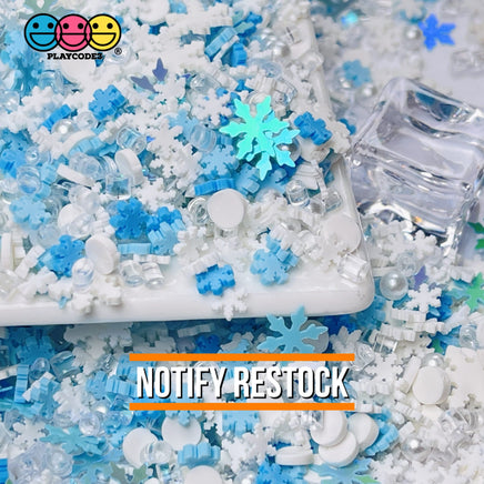 Snow Blizzard Snowflake Fimo Glitter Beads Mix Faux Sprinkles Christmas Funfetti 20 Grams Sprinkle
