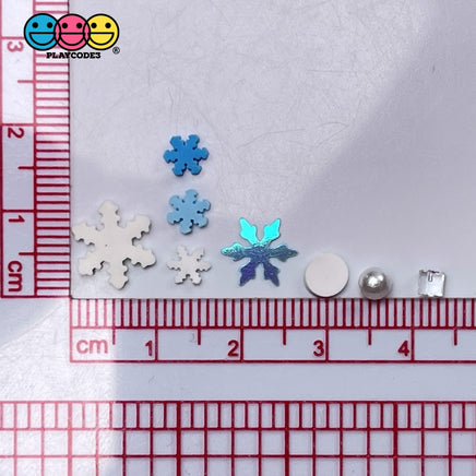 Snow Blizzard Snowflake Fimo Glitter Beads Mix Faux Sprinkles Christmas Funfetti Sprinkle