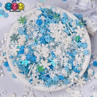 Snow Blizzard Snowflake Fimo Glitter Beads Mix Faux Sprinkles Christmas Funfetti Sprinkle