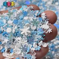 Snow Blizzard Snowflake Fimo Glitter Beads Mix Faux Sprinkles Christmas Funfetti Sprinkle