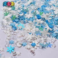 Snow Blizzard Snowflake Fimo Glitter Beads Mix Faux Sprinkles Christmas Funfetti Sprinkle