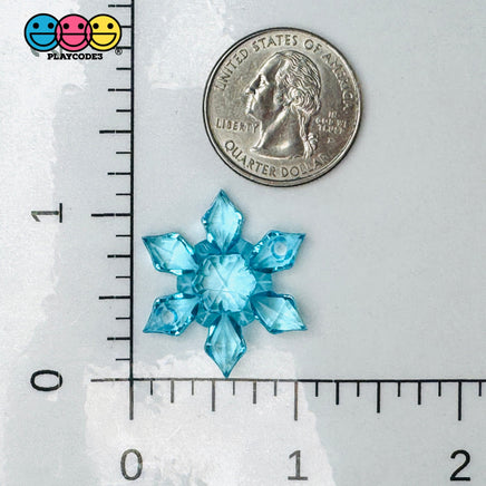 Snow Flake Blue And Clear Transparent Winter Christmas Holiday Cabochons Decoden Charm 10 Pcs