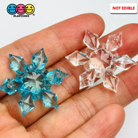 Snow Flake Blue And Clear Transparent Winter Christmas Holiday Cabochons Decoden Charm 10 Pcs