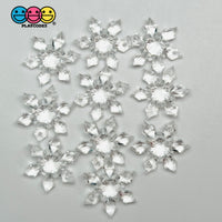 Snow Flake Blue And Clear Transparent Winter Christmas Holiday Cabochons Decoden Charm 10 Pcs White
