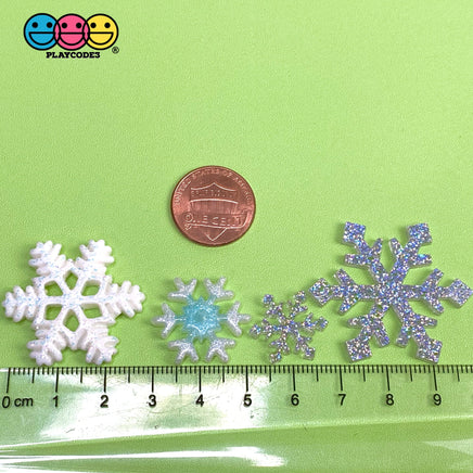 Snow Flakes Snowflakes Glitter Flat Back Charms 4 Types 10/20Pcs Charm