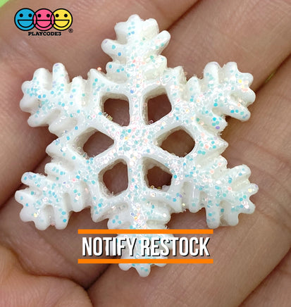 Snow Flakes Snowflakes Glitter Flat Back Charms 4 Types 10/20Pcs White Snow Flake Charm