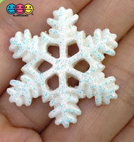 Snow Flakes Snowflakes Glitter Flat Back Charms 4 Types 10/20Pcs White Snow Flake Charm