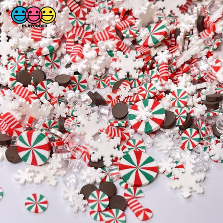Snowflake Peppermint Bark Christmas Mix Fimo Chocolate Confetti Candy Cane Fake Sprinkles Sprinkle