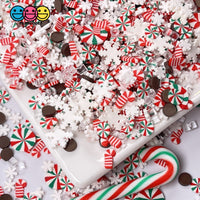 Snowflake Peppermint Bark Christmas Mix Fimo Chocolate Confetti Candy Cane Fake Sprinkles Sprinkle