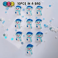 Snowman Blue Winter Hat Flatback Christmas Resin Home Décor Accessories Cabochons 10Pcs Charm