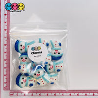 Snowman Blue Winter Hat Flatback Christmas Resin Home Décor Accessories Cabochons 10Pcs Charm