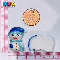 Snowman Blue Winter Hat Flatback Christmas Resin Home Décor Accessories Cabochons 10Pcs Charm