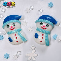 Snowman Blue Winter Hat Flatback Christmas Resin Home Décor Accessories Cabochons 10Pcs Charm