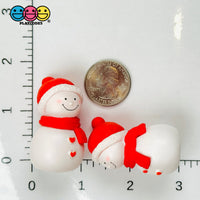 Snowman Christmas Holiday Red Heart 3D Figure Figurine Cabochons Decoden Charm 5 Pcs Playcode3 Llc