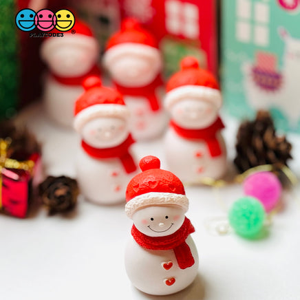 Snowman Christmas Holiday Red Heart 3D Figure Figurine Cabochons Decoden Charm 5 Pcs Playcode3 Llc