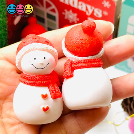 Snowman Christmas Holiday Red Heart 3D Figure Figurine Cabochons Decoden Charm 5 Pcs Playcode3 Llc