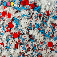 Snowman Crush Christmas Holiday Slushie Beads Snowflakes Clay Sprinkles Decoden Fimo Jimmies 10