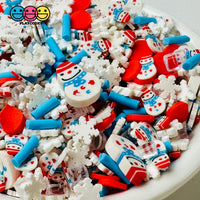 Snowman Crush Christmas Holiday Slushie Beads Snowflakes Clay Sprinkles Decoden Fimo Jimmies