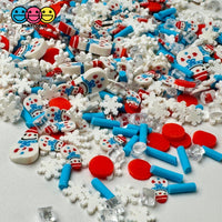 Snowman Crush Christmas Holiday Slushie Beads Snowflakes Clay Sprinkles Decoden Fimo Jimmies
