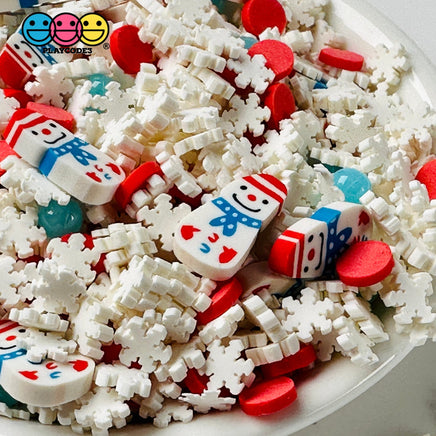 Snowman Snow Flakes Candy Ball Christmas Holiday 5Mm/10Mm Fake Clay Sprinkles Decoden Fimo Jimmies