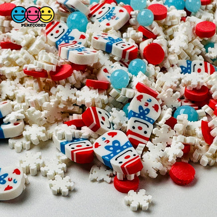 Snowman Snow Flakes Candy Ball Christmas Holiday 5Mm/10Mm Fake Clay Sprinkles Decoden Fimo Jimmies
