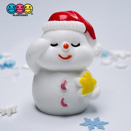 10Pcs Snowman With Star Christmas Miniature Charm Resin Home Décor Accessories Cabochons