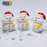 10Pcs Snowman With Star Christmas Miniature Charm Resin Home Décor Accessories Cabochons