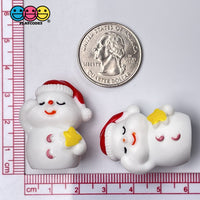 10Pcs Snowman With Star Christmas Miniature Charm Resin Home Décor Accessories Cabochons