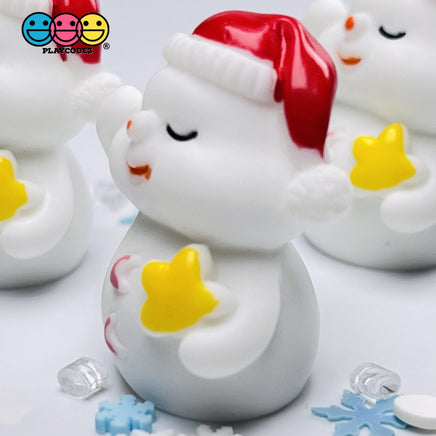 10Pcs Snowman With Star Christmas Miniature Charm Resin Home Décor Accessories Cabochons