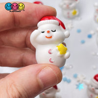 10Pcs Snowman With Star Christmas Miniature Charm Resin Home Décor Accessories Cabochons