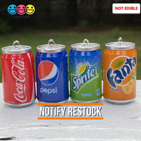 Cans Of Soda 3D Charms With Hooks Coke Pepsi Sprite And Orange Fanta 5 Pcs Charm