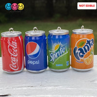Cans Of Soda 3D Charms With Hooks Coke Pepsi Sprite And Orange Fanta 5 Pcs Charm