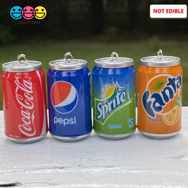 Cans Of Soda 3D Charms With Hooks Coke Pepsi Sprite And Orange Fanta 5 Pcs Charm