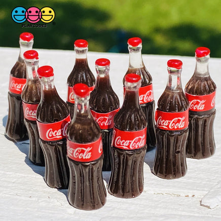 Coca Cola Coke Soda Bottles Fake Food Miniatures 3D Charms Cabochon 10Pcs Charm