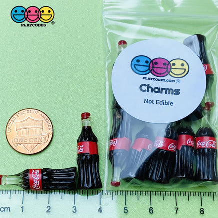 Coca Cola Coke Soda Bottles Fake Food Miniatures 3D Charms Cabochon 10Pcs Charm