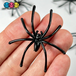 Spider Black Long Legs With Peg On Back Charm Halloween Cabochons 15 Pcs