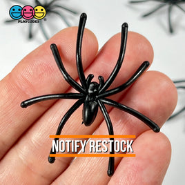 Spider Black Long Legs With Peg On Back Charm Halloween Cabochons 15 Pcs